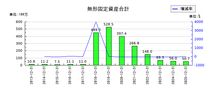 ザインエレクトロニクスの無形固定資産合計の推移