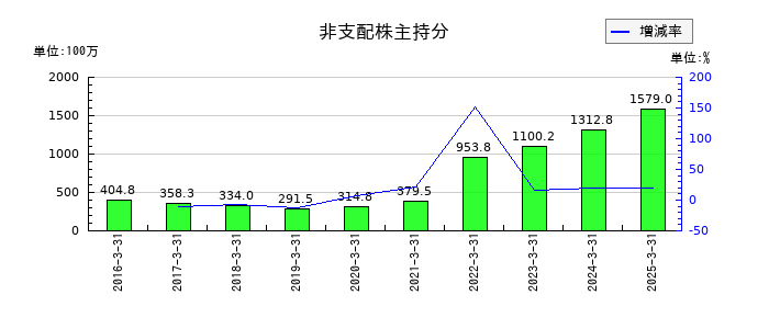 日本トリムの非支配株主持分の推移