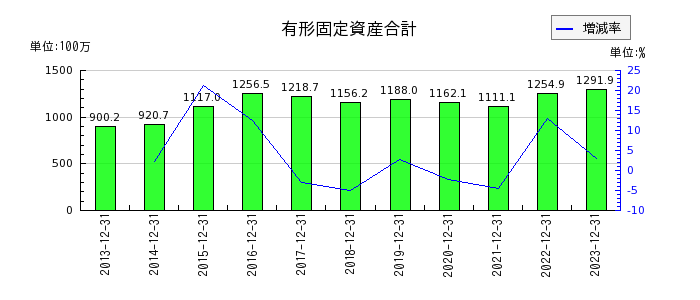 日本フェンオールの有形固定資産合計の推移