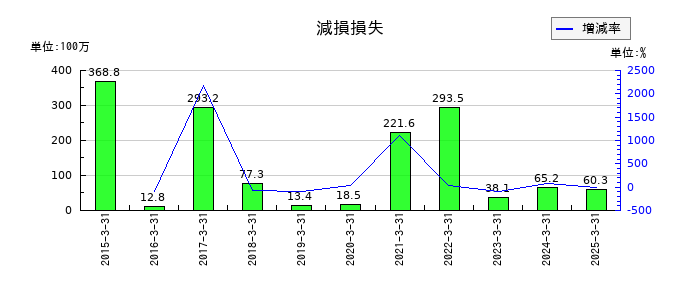 大真空の減損損失の推移