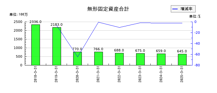 双葉電子工業の無形固定資産合計の推移