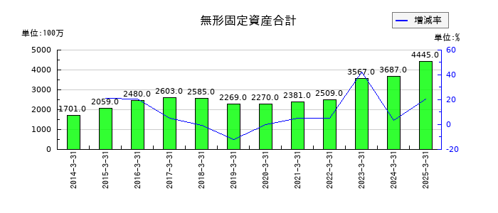 東海理化電機製作所の無形固定資産合計の推移