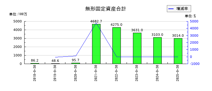 スプリックスの無形固定資産合計の推移