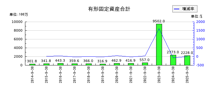 FPGの有形固定資産合計の推移