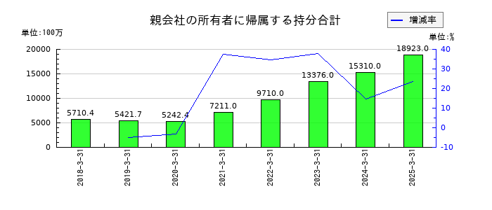 プレミアグループの親会社の所有者に帰属する持分合計の推移