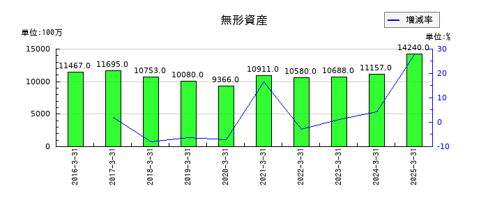 テイ・エス テックの無形資産の推移