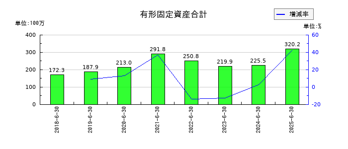アイリックコーポレーションの有形固定資産合計の推移