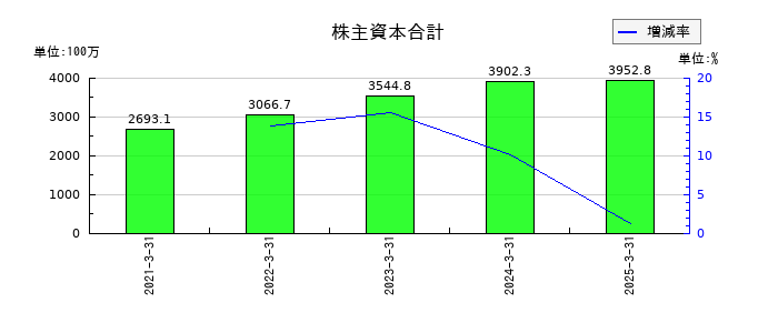 ブロードマインドの株主資本合計の推移