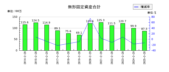 サンデーの無形固定資産合計の推移