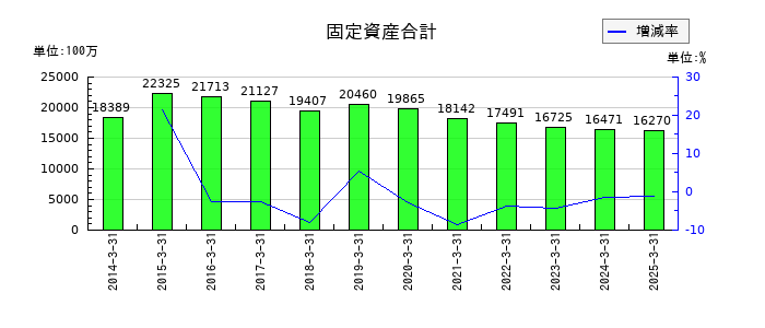 アイエーグループの固定資産合計の推移