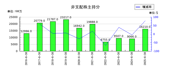 パン・パシフィック・インターナショナルホールディングスの非支配株主持分の推移