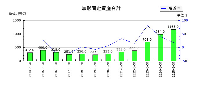 橋本総業ホールディングスの無形固定資産合計の推移