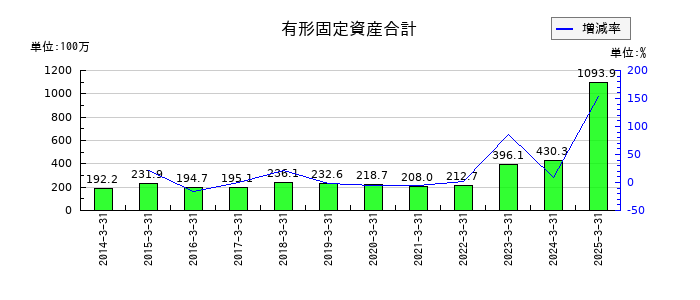 アルゴグラフィックスの有形固定資産合計の推移