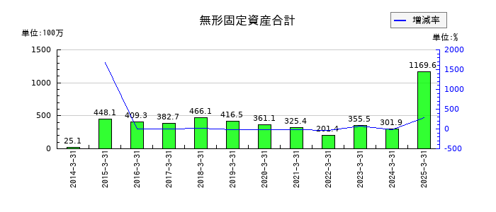 ＮＥＷ　ＡＲＴ　ＨＯＬＤＩＮＧＳの無形固定資産合計の推移