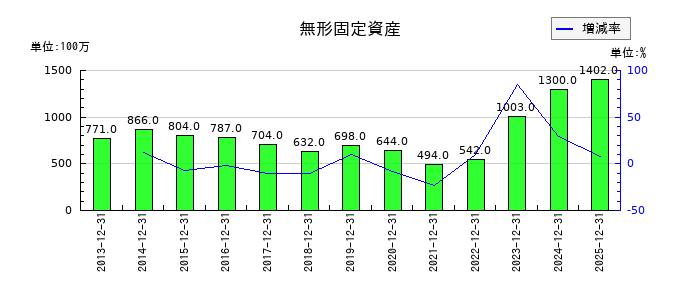 タムロンの無形固定資産の推移