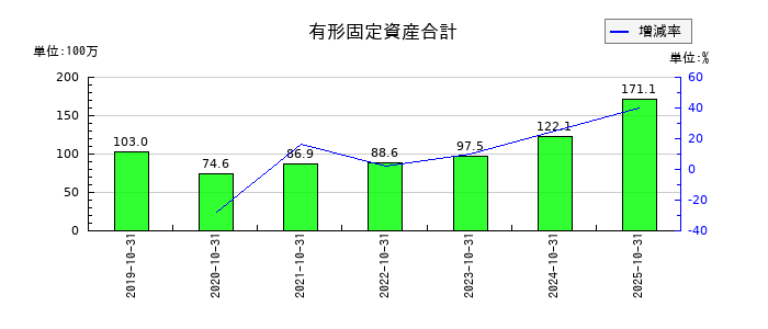 ビーアンドビーの有形固定資産合計の推移