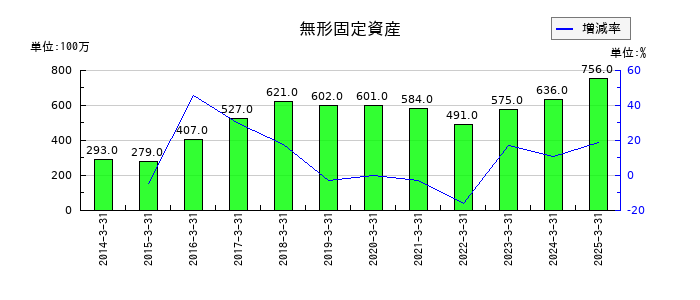 永大産業の無形固定資産の推移