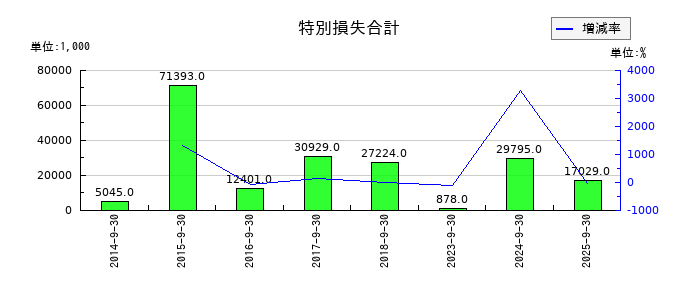 SHOEIの特別損失合計の推移