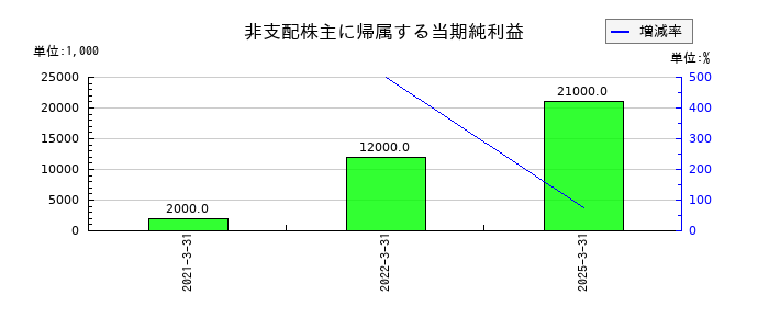 エステールホールディングスの非支配株主に帰属する当期純利益の推移