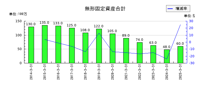 セブン工業の無形固定資産合計の推移