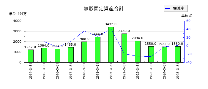共同印刷の無形固定資産合計の推移