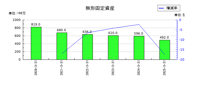 河合楽器製作所の無形固定資産の推移