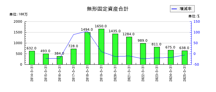 東リの無形固定資産合計の推移