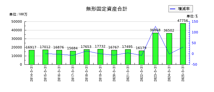 岩谷産業の無形固定資産合計の推移