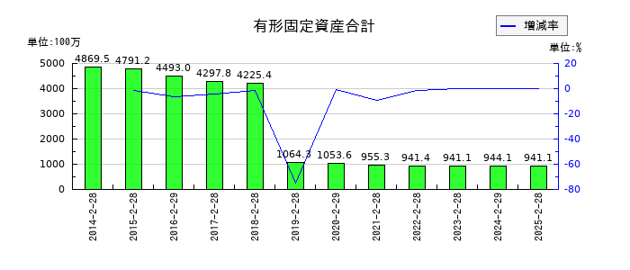 ラピーヌの有形固定資産合計の推移