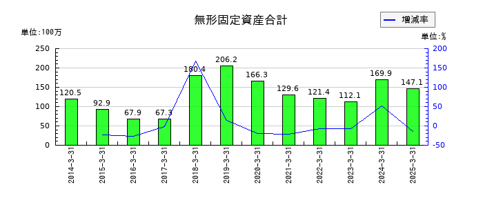タカチホの無形固定資産合計の推移