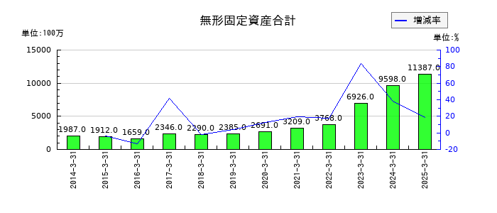リコーリースの無形固定資産合計の推移
