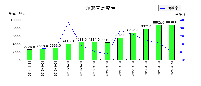 松井証券の無形固定資産の推移