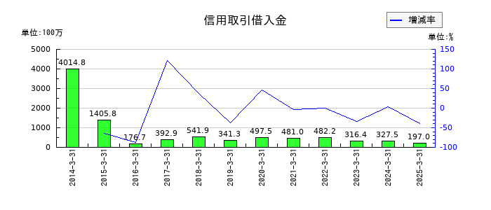 丸八証券の信用取引借入金の推移