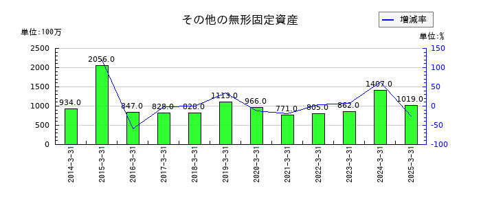 池田泉州ホールディングスのその他の無形固定資産の推移
