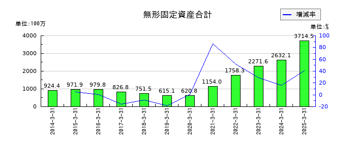 アドバンテッジリスクマネジメントの無形固定資産合計の推移