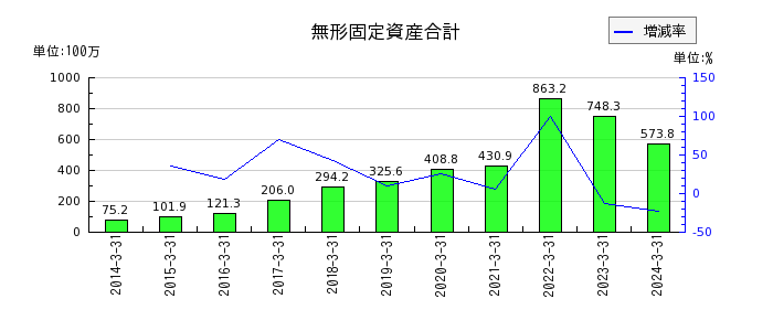 センチュリー21・ジャパンの無形固定資産合計の推移