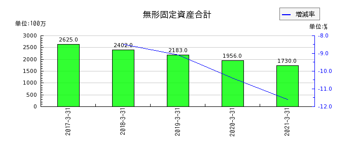 日本アセットマーケティングの無形固定資産合計の推移