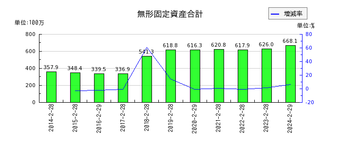 和田興産の無形固定資産合計の推移