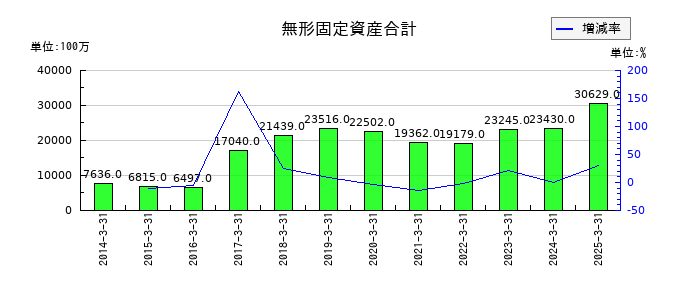 西武ホールディングスの無形固定資産合計の推移
