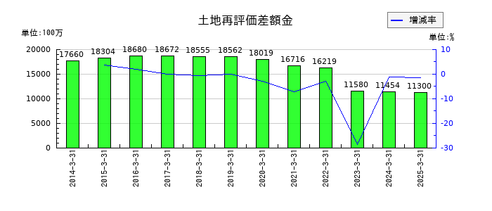 西武ホールディングスの土地再評価差額金の推移