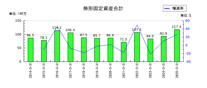 明海グループの無形固定資産合計の推移