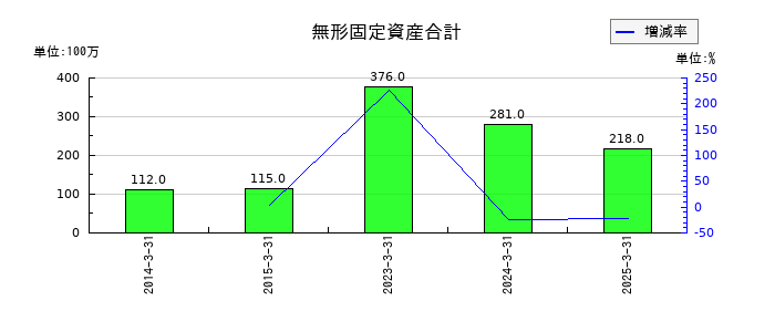 スカイマークの無形固定資産合計の推移