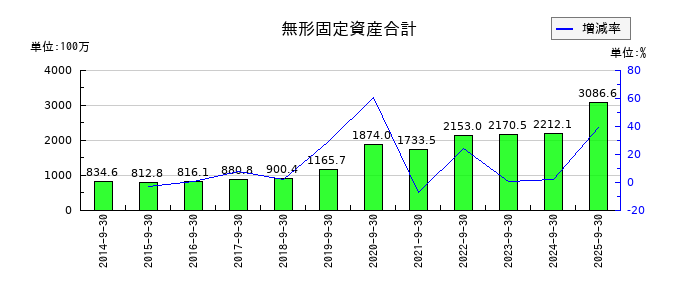 アジア航測の無形固定資産合計の推移