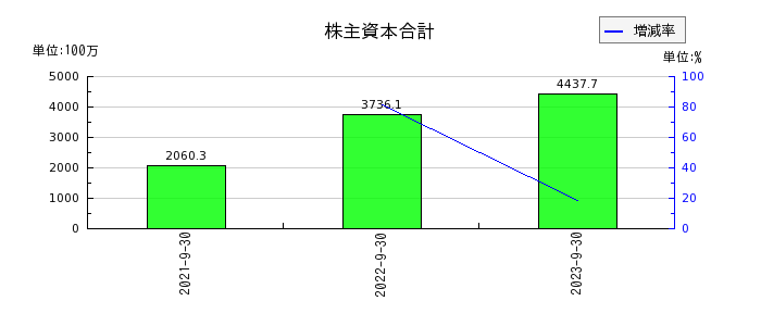 日本エコシステムの株主資本合計の推移
