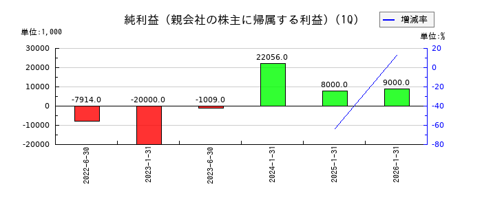 ラバブルマーケティンググループの第1四半期の純利益推移
