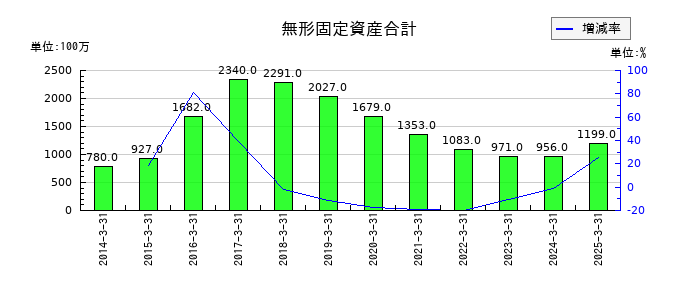 澁澤倉庫の無形固定資産合計の推移