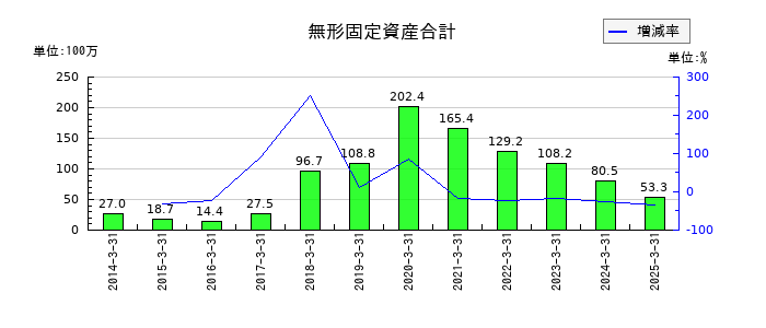 リンコーコーポレーションの無形固定資産合計の推移