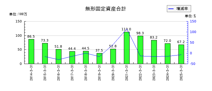 伊勢湾海運の無形固定資産合計の推移