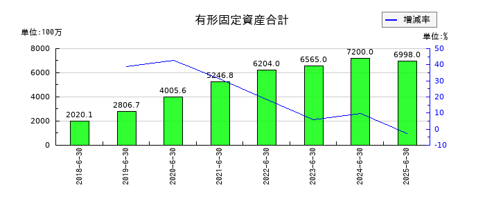 ファイバーゲートの有形固定資産合計の推移