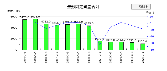 イチネンホールディングスの無形固定資産合計の推移